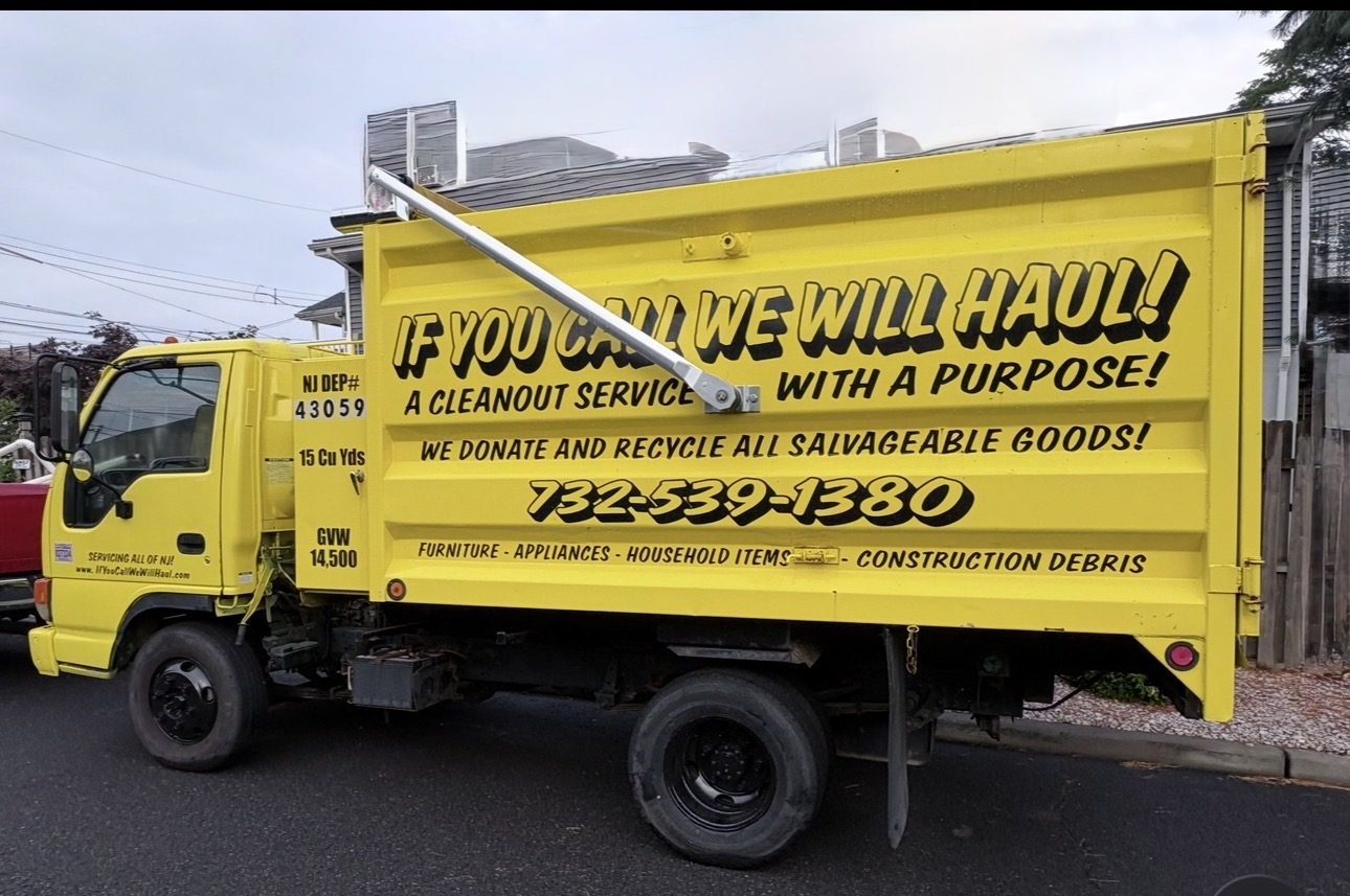 If You Call We Will Haul dump truck loaded with furniture and household junk